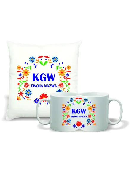 Kubek z Nadrukiem z logo Zestaw Poduszka Koło Gospodyń