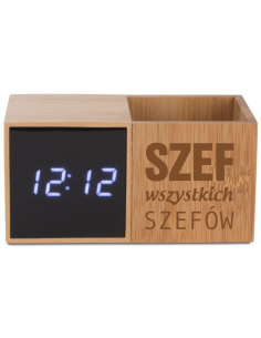 Zegar z przybornikiem Elegancki Prezent z Własnym Grawerem dla szefa