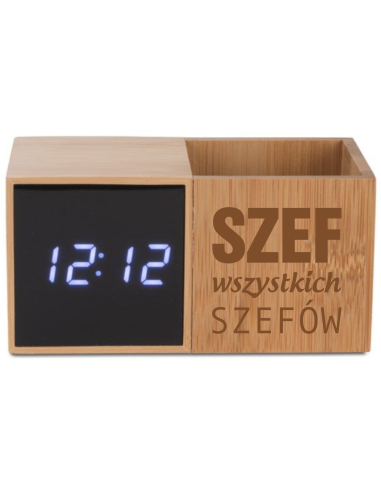 Zegar z przybornikiem Elegancki Prezent z Własnym Grawerem dla szefa