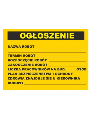 Tablica Informacyjna Ogłoszenie z Nadrukiem Personalizowany
