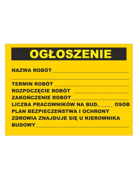 Tablica Informacyjna Ogłoszenie z Nadrukiem Personalizowany