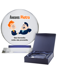 Trofeum z Grafiką Nadrukiem UV z okazji AWANSU w pracy Własny Napis Logo