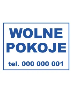 Tablica Informacyjna Wolne Pokoje Personalizowany Reklamowy