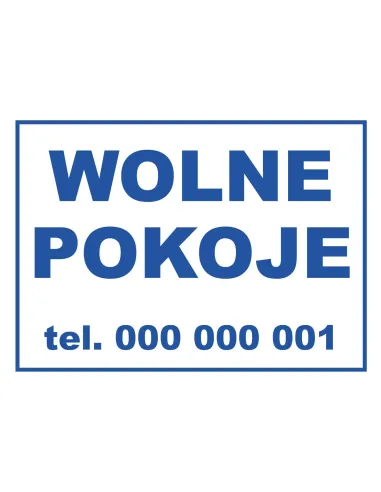 Tablica Informacyjna Wolne Pokoje Personalizowany Reklamowy