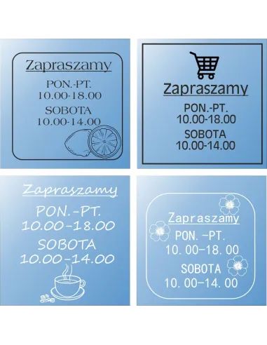 Naklejka Godziny Otwarcia Okno Szybę Sklep Czynne Montażu