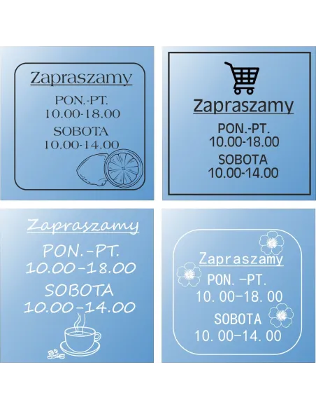 Naklejka Godziny Otwarcia Okno Szybę Sklep Czynne Montażu