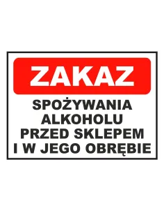 Tablica Informacyjna Zakaz Spożywania Alkoholu w Sklepie
