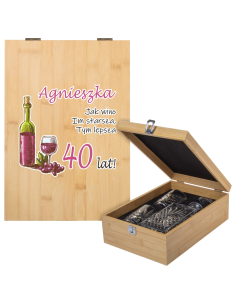Upominek na 40 urodziny Zestaw do WHISKY z Własnym NADRUKIEM UV Grafiką