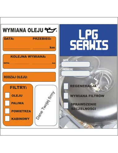 Naklejka Serwisowa Wymiana Oleju Rozrząd Klima Naklejki