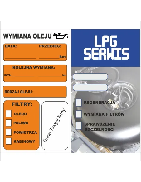 Naklejka Serwisowa Wymiana Oleju Rozrząd Klima Naklejki