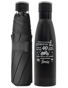 Zestaw butelka parasol Personalizowany Grawerowany Upominek urodziny 30 40