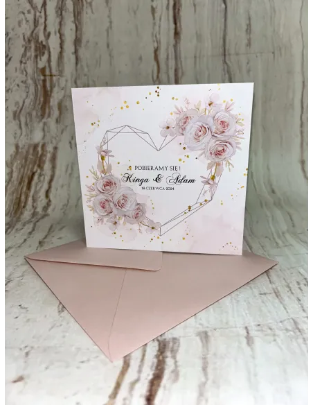 Zaproszenie na Ślub Ślubne Motyw Kwiatowy Geometryczne