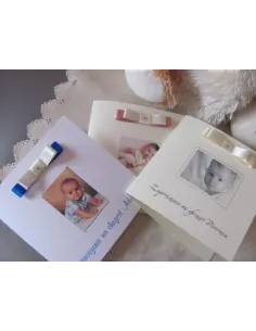 Zaproszenia – Urodziny Kwadratowe Chrzest Roczek Wstażka