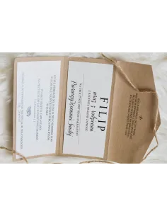 Zaproszenia Ślubne Składane z Papieru Eko Kraft – Wstążka