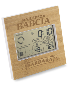 Wewnętrzna Stacja pogody Personalizowany Grawerowany Upominek BLA BABCI