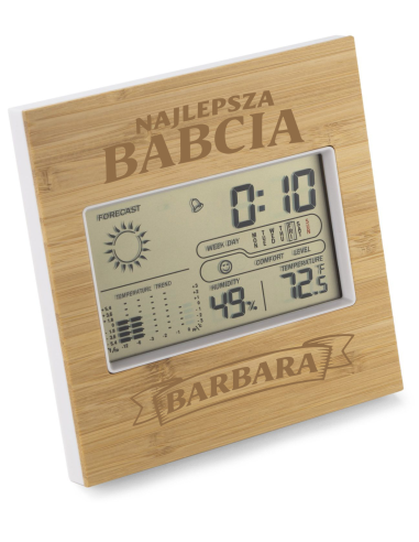 Wewnętrzna Stacja pogody Personalizowany Grawerowany Upominek BLA BABCI