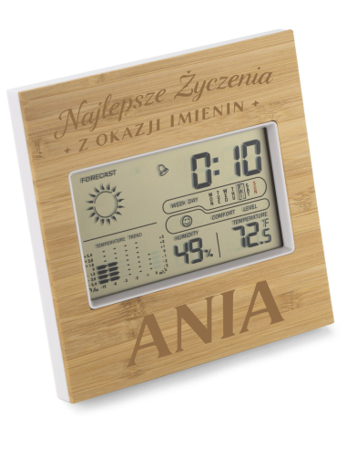 Wewnętrzna Stacja pogody Personalizowany Prezent z Grawerem NA IMIENINY