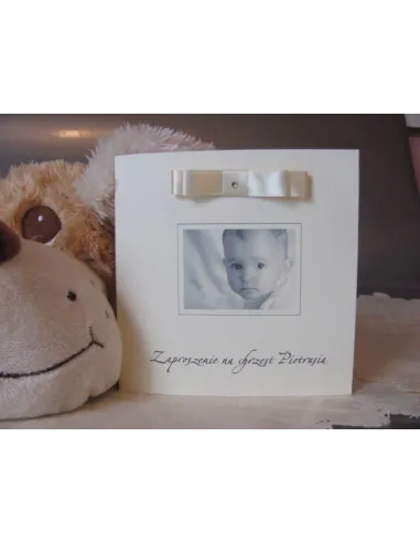 Zaproszenia – Urodziny Kwadratowe Chrzest Roczek Wstażka