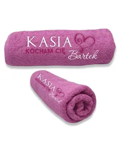 Ręcznik z Haftem Elegancki Prezent Walentynki Imieniem