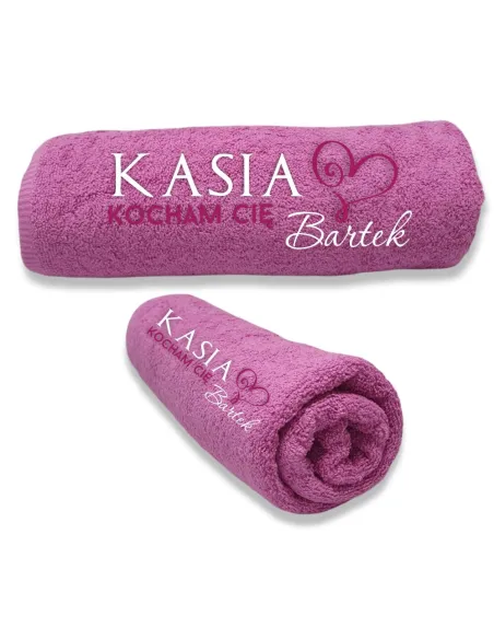 Ręcznik z Haftem Elegancki Prezent Walentynki Imieniem