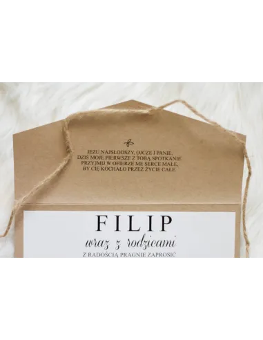 Zaproszenia Ślubne Składane z Papieru Eko Kraft – Wstążka