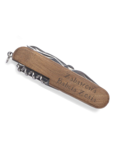 Scyzoryk z drewnianą rączką Personalizowany Grawerowany Upominek BLA BABCI