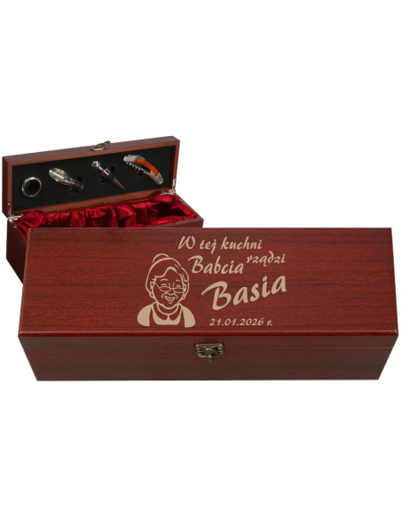 Skrzynka na wino Personalizowany Grawerowany Upominek NA DZIEŃ BABCI