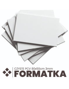 Formatka PCV 80x50cm Biała czysta płyta pcv spienione 3mm POD WYMIAR