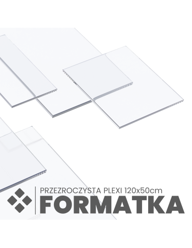 PLEXI SZKŁO AKRYLOWE PRZEZROCZYSTE GOTOWA FORMATKA 120x50cm