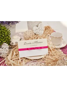 Zaproszenia Ślubne XL Ornamentem Wstążką Dżetem Ozdobnym