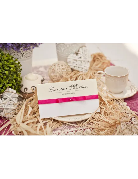 Zaproszenia Ślubne XL Ornamentem Wstążką Dżetem Ozdobnym