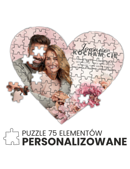PUZZLE w kształcie serca 19x18cm twoje zdjęcie DOWOLNY NAPIS