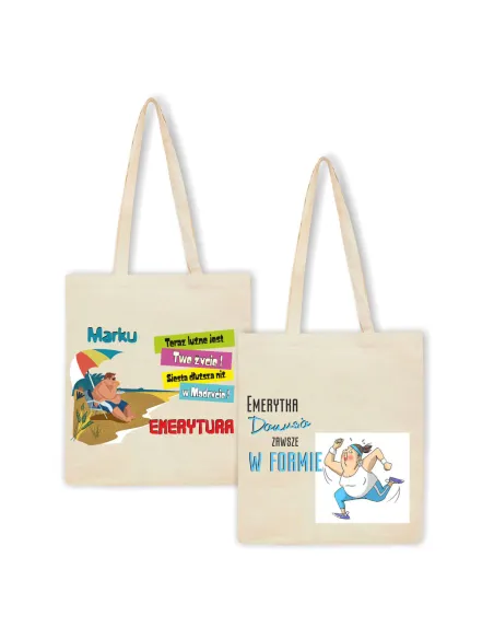 Eko Torba z Nadrukiem dla Emeryta Emerytki Personalizowany