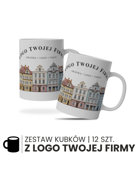 KUBEK REKLAMOWY Z NADRUKIEM KUBKI Z LOGO PREMIUM ZESTAW 12szt