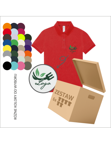 Koszulka polo damska z haftem | Personalizacja | Logo firmy 6 szt