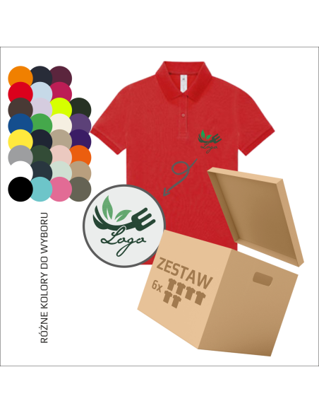 Koszulka polo damska z haftem | Personalizacja | Logo firmy 6 szt