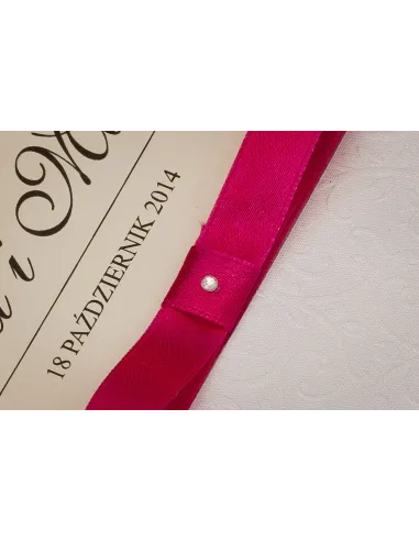 Zaproszenia Ślubne XL Ornamentem Wstążką Dżetem Ozdobnym