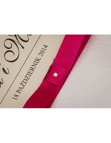 Zaproszenia Ślubne XL Ornamentem Wstążką Dżetem Ozdobnym