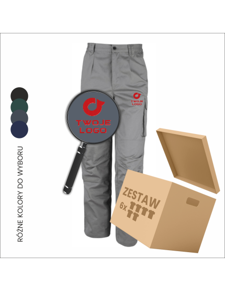 Spodnie robocze z haftem | Odzież BHP i firmowa | Logo firmy 6 szt