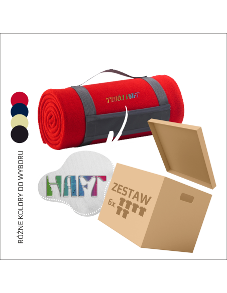 Polarowy koc z personalizacją haftem | Komfort i logo firmy 6szt