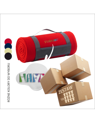 Miękki koc z haftem | Odzież promo / prezent firmowy 12szt