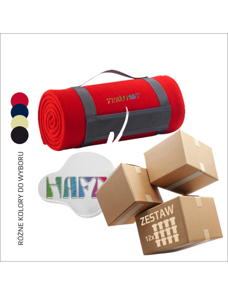 Miękki koc z haftem | Odzież promo / prezent firmowy 12szt