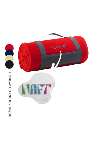 Miękki koc z haftem | Odzież promo / prezent firmowy 12szt