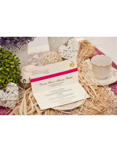 Zaproszenia Ślubne XL Ornamentem Wstążką Dżetem Ozdobnym