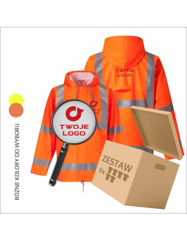 Odblaskowa robocza kurtka | Odzież ochronna | BHP | Logo i personalizacja 6 sztuk
