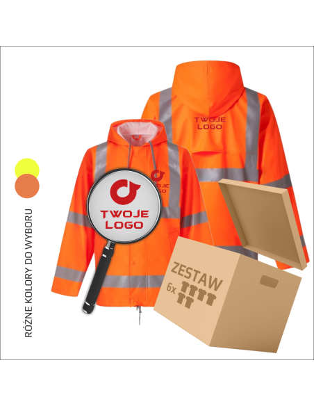 Odblaskowa robocza kurtka | Odzież ochronna | BHP | Logo i personalizacja 6 sztuk