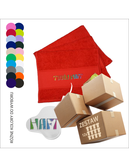 Personalizowany ręcznik bawełniany  | Własny logotyp | Twoje logo | Haft 12 sztuk