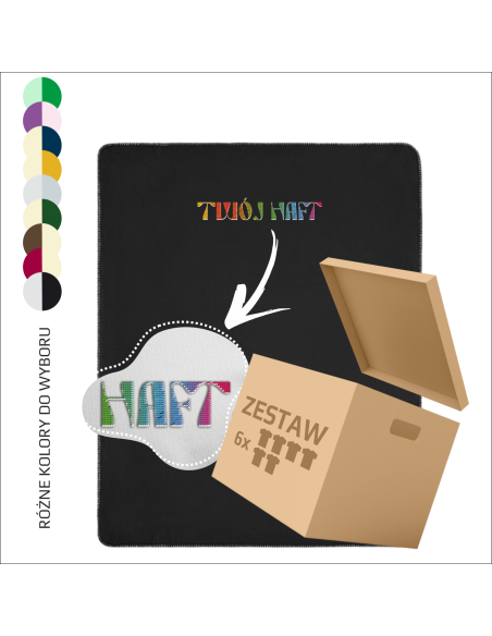 Kocyk polarowy z haftem Własna personalizacja Personalizacja Tekstylia  6 sztuk