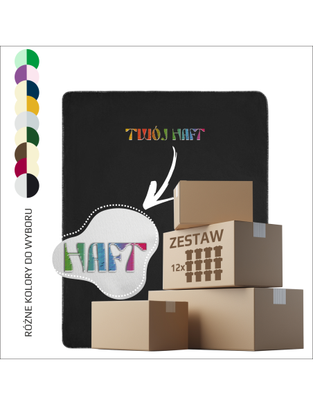 Polarowy koc Własny personalizowany haft Personalizacja Tekstylia 12 sztuk