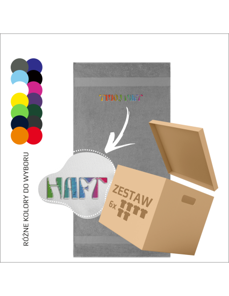 Bawełniani ręcznik Twój tekst Twoje logo Haft 140x70cm 6 sztuk